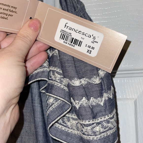 NWT Francesca’s | Off the shoulder Chambray Dress | Size XS - Picture 5 of 6